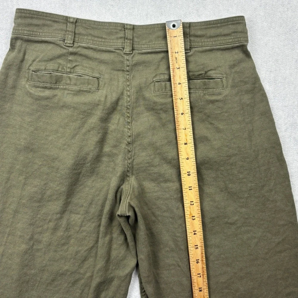 Everlane Pants Womens 6 Green Linen Pleated Curve Barrel Trousers European Flax
